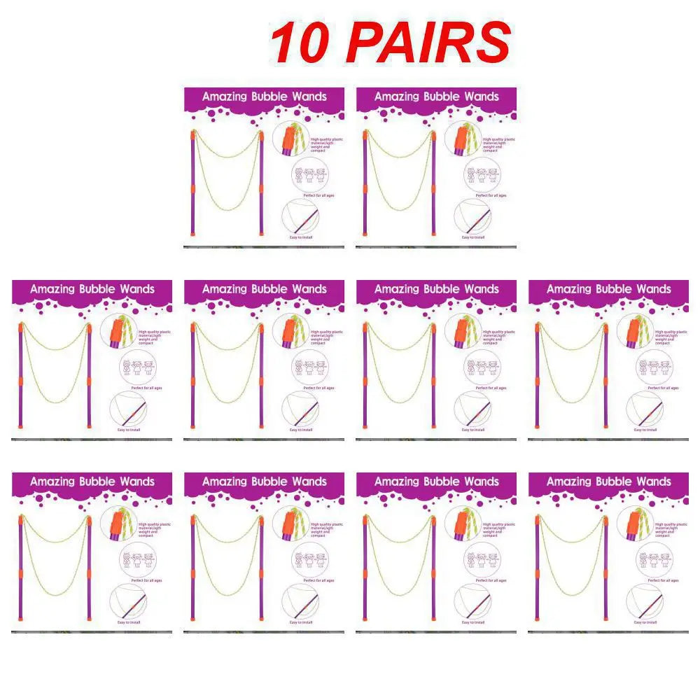 Outdoor Giant Bubble Wand Set - 2-Pack Foldable Bubble Wands (28 cm / 11 in Sections) for Kids, Parties & Rainbow Bubbles