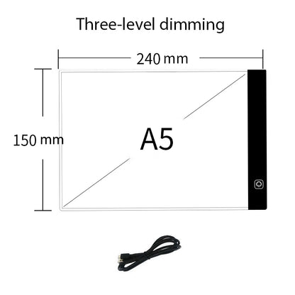 LED Drawing Copy Pad – 3-Level Dimmable Board for Animation Painting, Adjustable Light Notepad Educational Toy Gift for Children