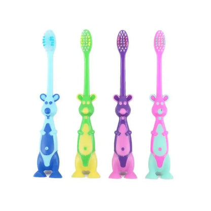 Kids Cartoon Toothbrush, Soft Bristles, Anti-Slide Handle, Stand-Up Bottom, Safe & Fun Oral Care