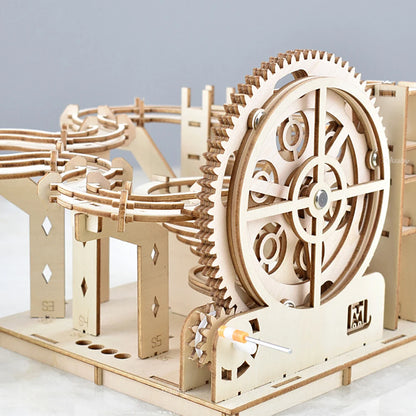 3D Wooden Puzzle DIY Mechanical Model, Manual Assembly Building Kit, Marble Run Set with 4 Balls, Toy for Adults & Kids Gifts