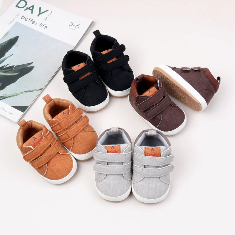 Baby Shoes Soft PU High Quality TPR Anti-Slip Sole Spring & Autumn Style for Newborn Toddler Boys and Girls