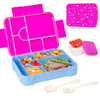 1330ml (1.33 L / 45 fl oz) Kids Leakproof Divided Bento Lunch Box with Cute Pattern — Portable Microwave-Safe Lunchbox with Utensils for School