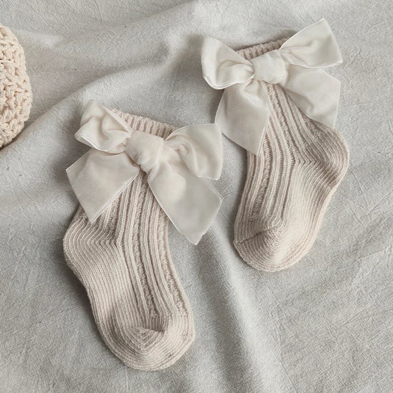 Winter Baby Socks Boy Girl Newborn Autumn Big Bow Cotton Mid-Tube Warm Socks Toddler Infant Accessories