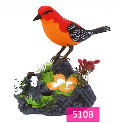 Sound and Voice Control Electric Bird Toy with Simulation Induction, Birdcage Design, Kids Gift and Garden Ornament