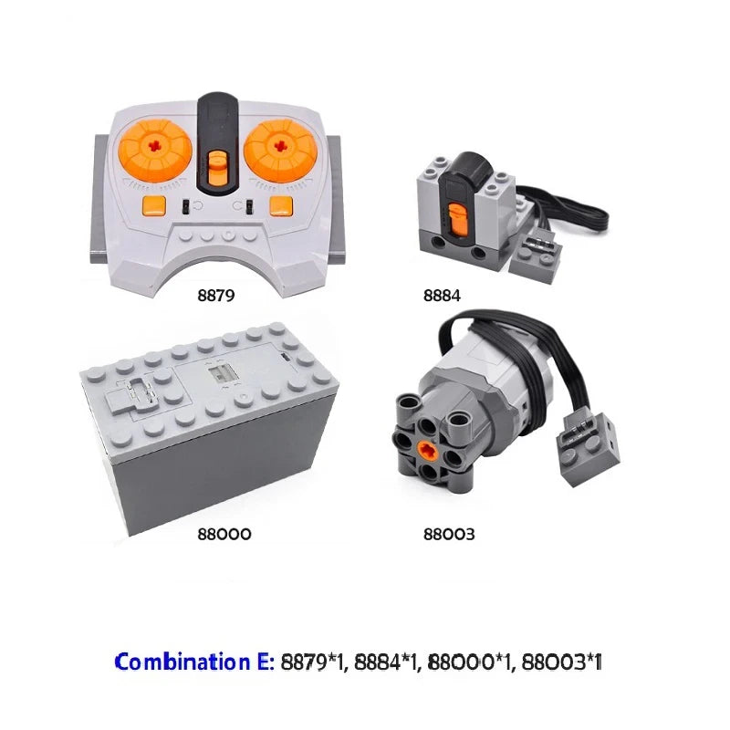 MOC Power Functions Motor Kit – IR Remote Control, Receiver, and Battery Box for Technical Building Blocks