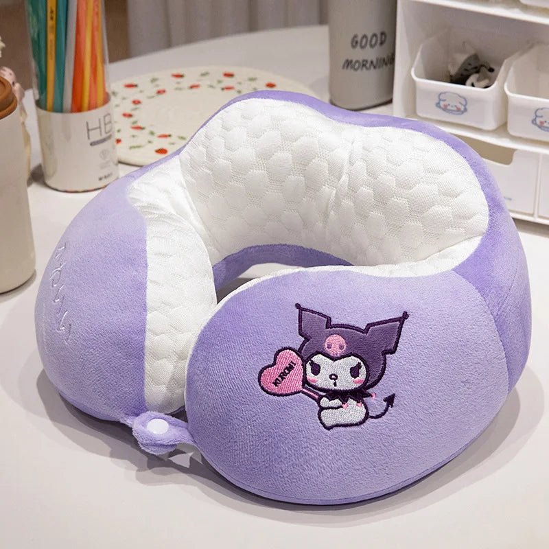 Lovely Kuromi My Melody U-Shaped Neck Pillow Kawaii Japanese Style Cinnamoroll Travel Nap Pillow Skin Friendly Thickened Girl