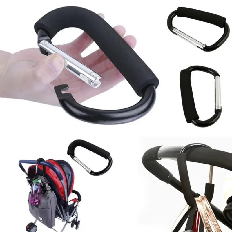 Large Aluminum Carabiner Stroller Hooks Organizer D-Ring Spring Snap Keychain Clip for Hanging Purses and Shopping Bags