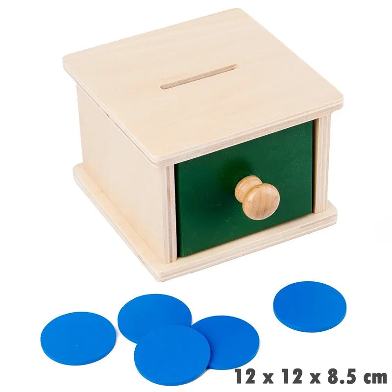 Wooden Montessori Baby Toy – Object Permanence Coin Box and Ball Drop for Sensory, Fine Motor Skills, and Early Education, Ages 1-3 Years
