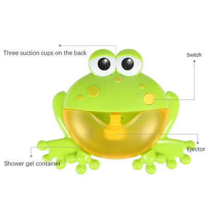 Frog & Crab Bath Bubble Machine with Music — Automatic Bubble Blower for Toddlers & Kids