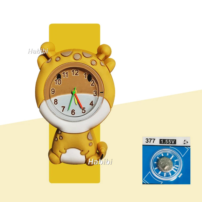 Children’s Cartoon Watch for Ages 2-14 Boys and Girls Soft Silicone Slap Bracelet Student Wristwatch