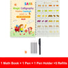 4PCS Sank Magic Practice Copybook Set – Reusable Calligraphy Writing Books for Preschool Kids, English Version with Free Wiping Pens