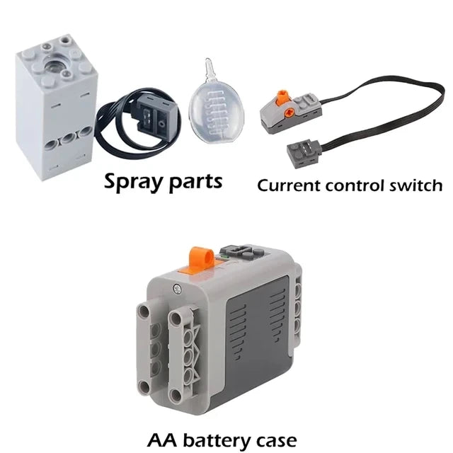 DIY Technical Motor Sprayer – Electric Exhaust Motor for Train and Car Building Blocks