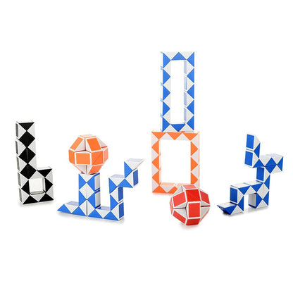 12-6 PCS Random Snake Cube, Twist Folding Puzzle Fidget Toy, 24 Blocks Magic Ruler, Anti-Stress Reliever Game, Gift for Kids & Adults