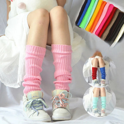 Candy Color Sweet Girl Leg Warmers - NEW Korean Knitted Foot Cover for Women | Solid Color, Autumn & Winter Stylish Elastic Long Tube Socks