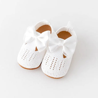 Baby Girl Shoes Fly Knit TPR Sole Anti-Slip Breathable Soft Cotton Bowknot Spring & Autumn for 0-18M