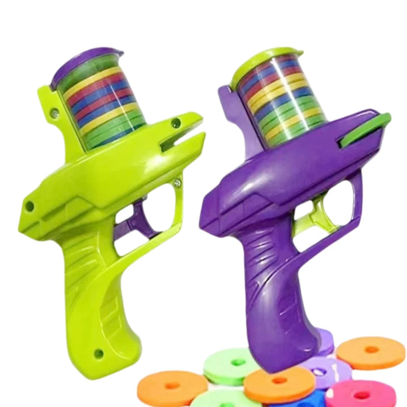 Kids Foam Disc Gun Toy – Flying Disc Shooting Launcher, Double Parent-Child Interactive Outdoor Game