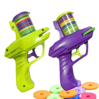 Kids Foam Flying Disc Launcher Toy — Carrot Shooter with 15 EVA Discs, Compact Launcher 13×10×4.5 cm (5.12×3.94×1.77 in) — Parent-Child Outdoor Game