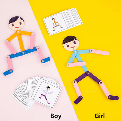 Sport Wooden Man DIY Puzzle Toy – Educational Board Game for Early Learning, Preschool Fine Motor Skills Training for Children