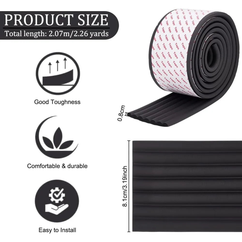 6.8 Feet Black Bunk Bed Ladder Pads, Soft Adhesive Ladder Covers, 81mm Wide Replacement Pads