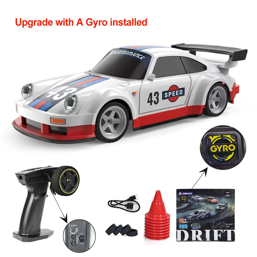 Upgraded Gyro 1/43 RC Drifting Car with 4WD and 2.4G Remote Control