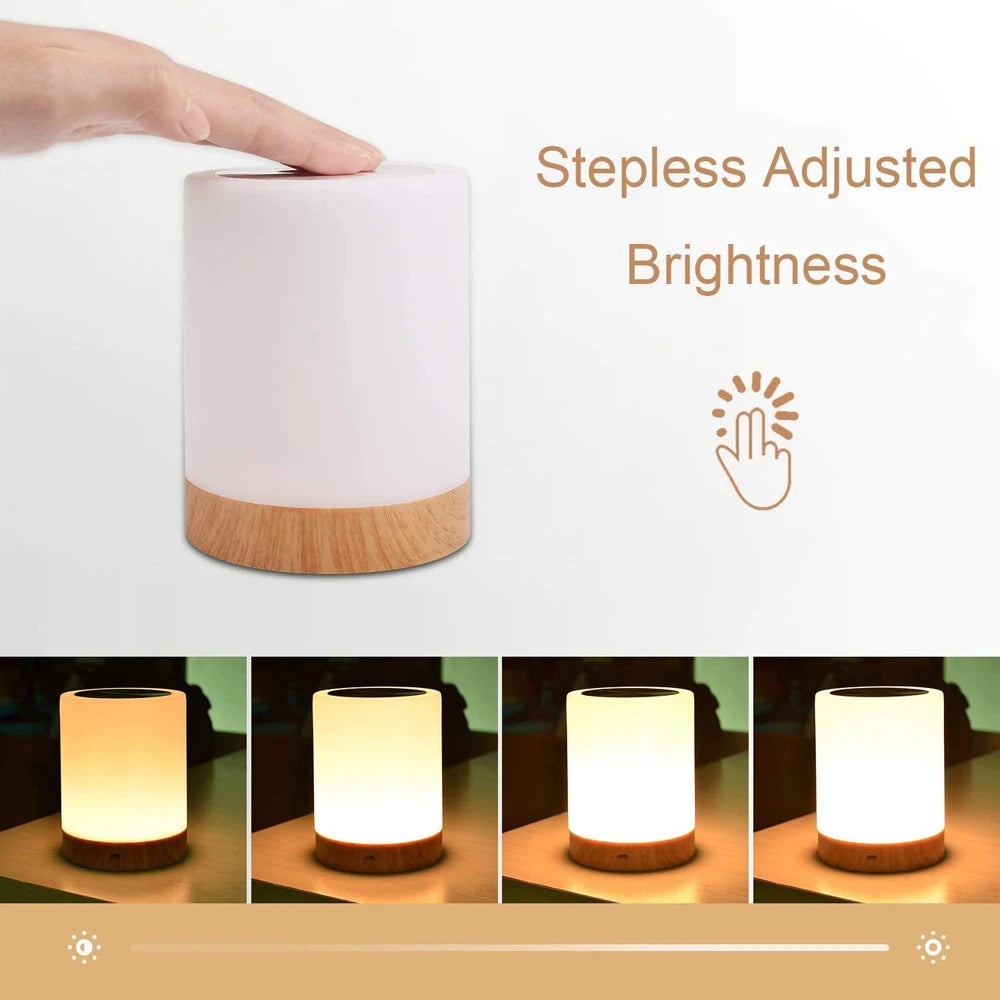 Touch Lamp LED Night Light Portable Rechargeable Warm White RGB Table Bedside Lamp for Kids Gift