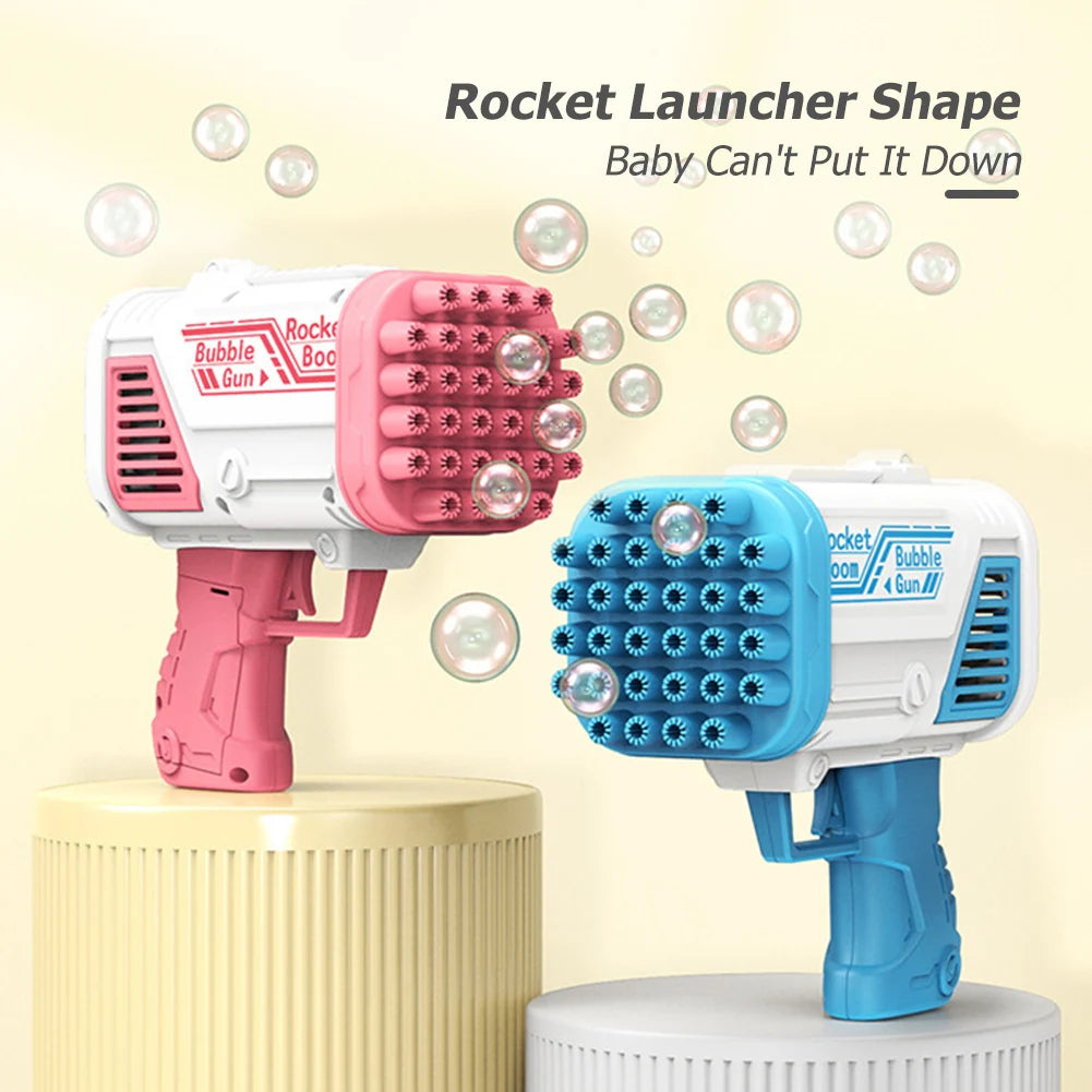 32-Hole Gatling Bubble Machine – Battery-Powered Kids Bubble Blower, Leakproof with Non-Slip Handle, 3 AA Batteries (not included) for Parties & Weddings