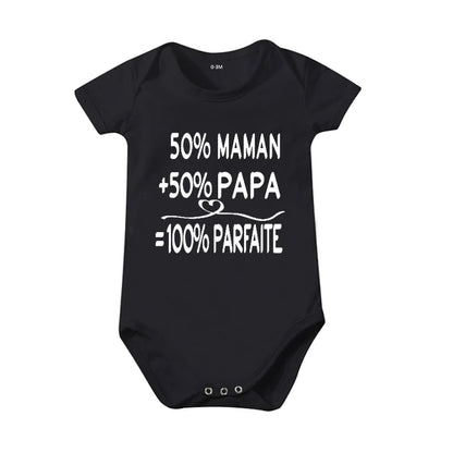 Popular "Mom+Dad=Me" Baby Romper – 100% Cotton Summer Onesie, Newborn Baby Clothes, Unisex Crawling Clothes, Comfortable and Cute