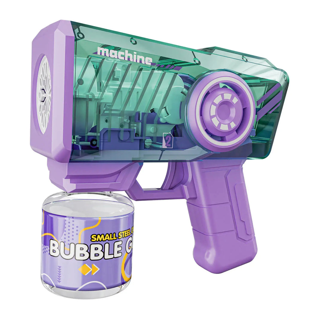 Electric Bubble Gun for Kids — Automatic Bubble Machine Blower with LED Lights, Battery-Powered (4 AA) — Outdoor Party Toy