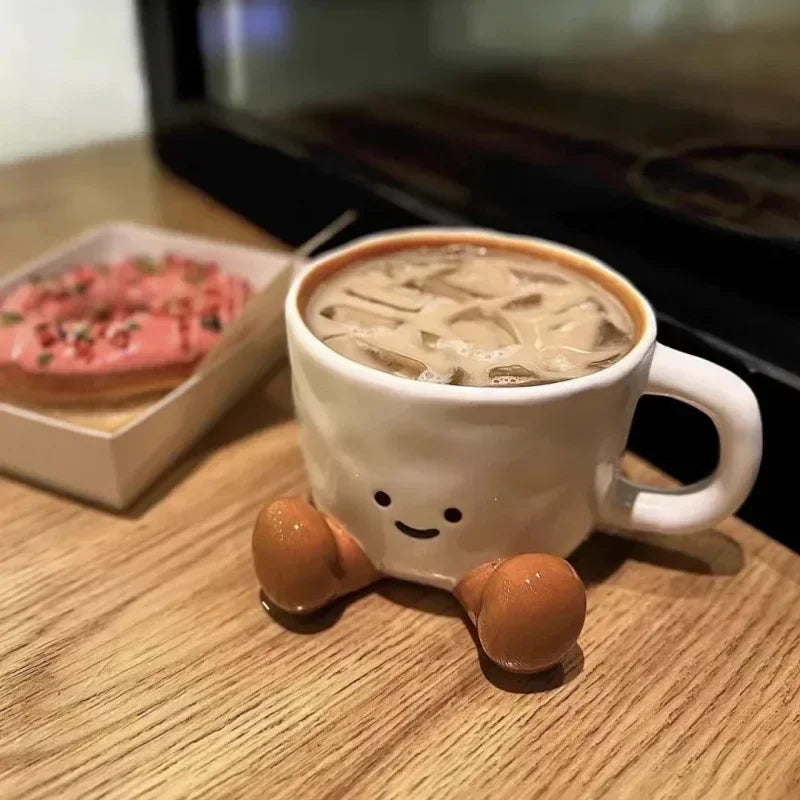 Cartoon Couple Ceramic Coffee Mug - Cute Breakfast Tea & Milk Cup (1-Pack)