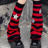 Y2K Punk Knitted Leg Warmers - Star Gothic Cross Harajuku Women Heart Two-Side Wear Loose Fit Leg Covers | JK Thigh High Lolita Socks