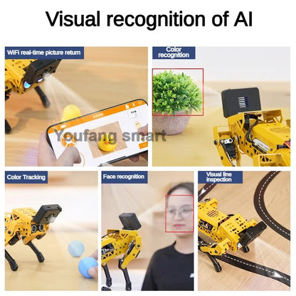 AI Robot Dog, ESP32 Quadruped Visual Bionic Metal Robot for Arduino, Python Graphical Programmable DIY Kit