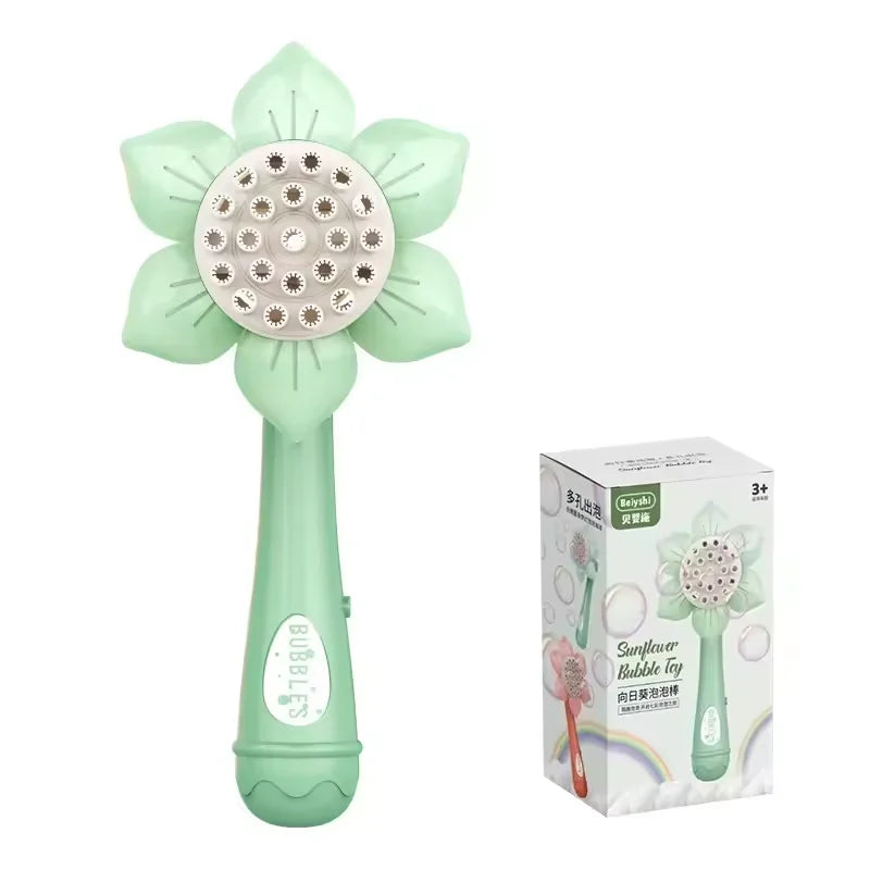 Sunflower Bubble Machine – 23-Nozzle Battery-Operated Bubble Blower for Kids, Outdoor Party Toy