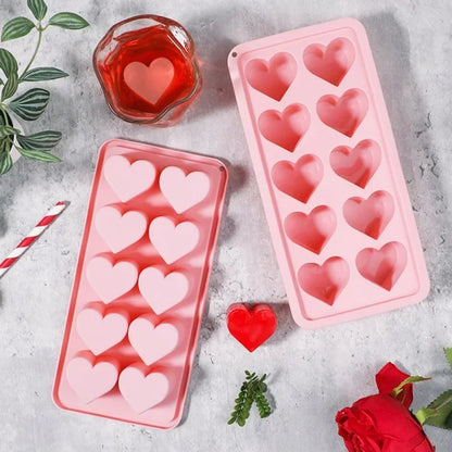 10 Hole Heart Shaped Silicone Popsicle Mold Tray
