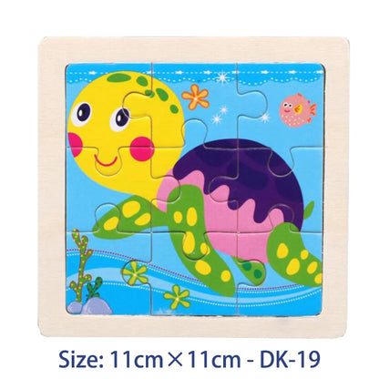 11cm (4.33in) Kids Wooden Jigsaw Puzzle – Cartoon Animal and Vehicle Montessori Educational Toy