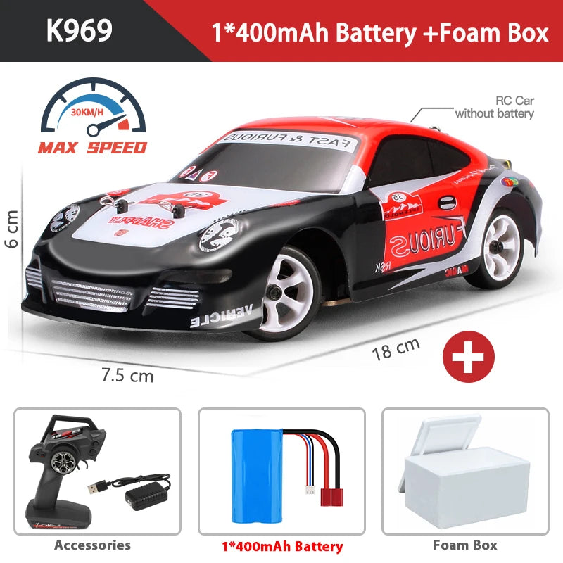 WLtoys K969 1:28 Mini RC Racing Car with 4WD and 2.4G Remote Control
