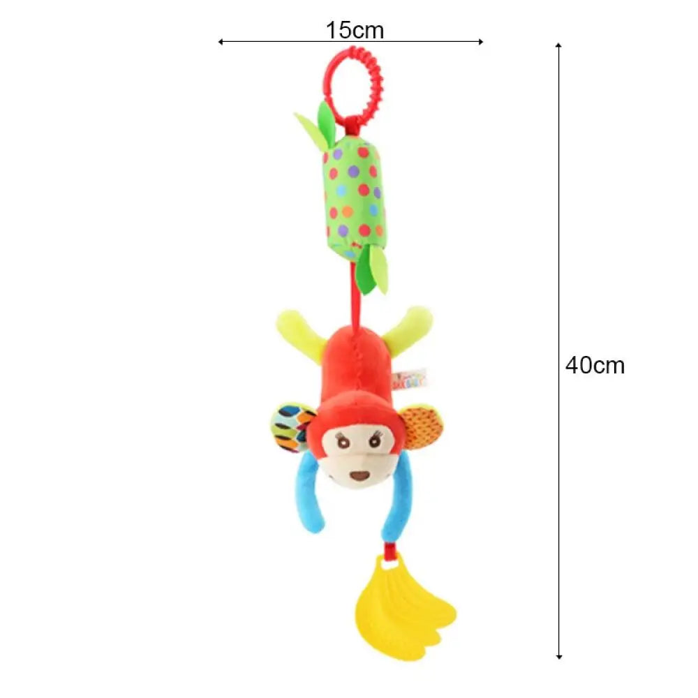 Newborn Soothing Bed Rattle with Teething Toy, Small Animal Bed Bell and Hand Puppet