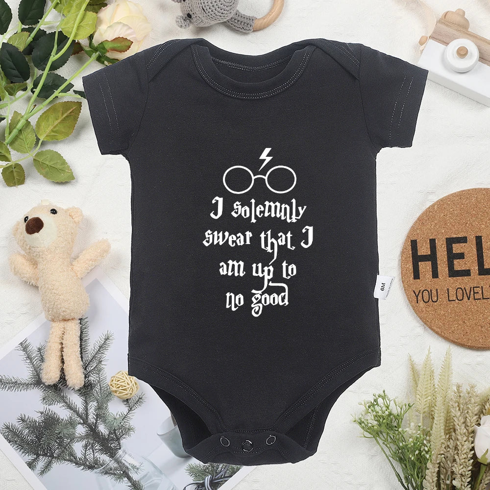 Funny White Letter Cotton Newborn Bodysuit for Baby Boys & Girls – Comfy, Soft & High-Quality Summer Clothes for Infants