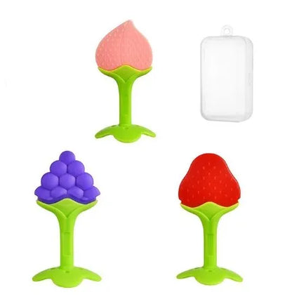 Baby Silicone Training Toothbrush - BPA Free Banana Shape Teether Chew Toy and Teething Ring for Infants