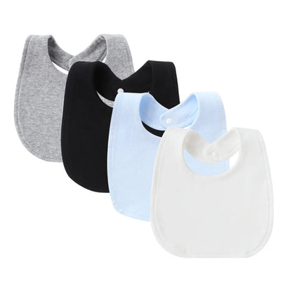 4Pcs/Set Infant Saliva Towel Baby Bibs | Cute Printed Double Layer Cotton Absorbent Burp Cloths for Newborn Boys & Girls with Pocket - Kidzy Market