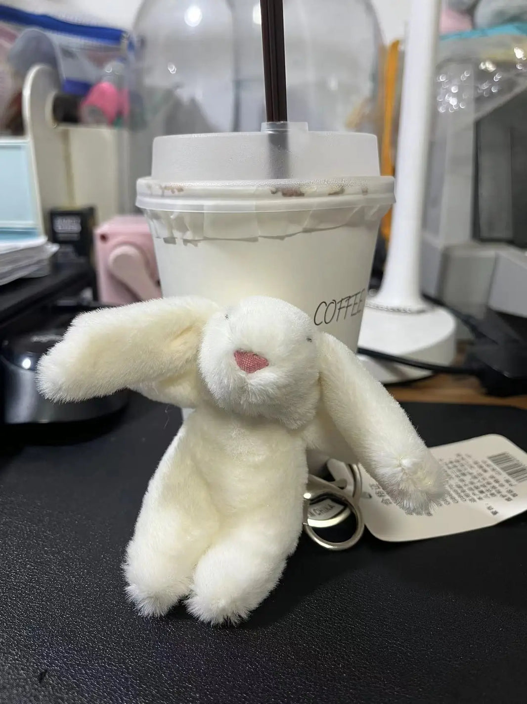 Cute Rabbit Stuffed Animal Keychain with Pompom – Cartoon Bag, Car, and Phone Pendant for Girls