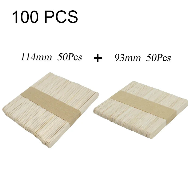 50/100 Pcs Natural Wooden Popsicle Sticks Ice Cream Spoons