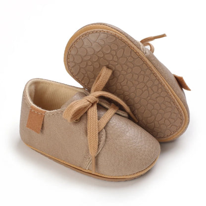 HAIZHIW Newborn Baby Boy & Girl Leather Shoes – Infant First Walkers, Non-Slip Rubber Toddler Retro Shoes (0-18M)