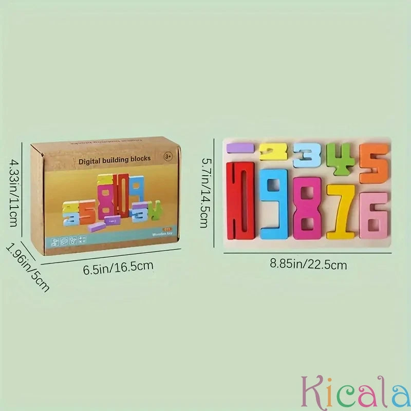 20PCS Colorful Wooden Building Blocks – Stacking Game, Montessori Digital Cognitive Teaching Aids for Children
