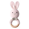 TYRY.HU Baby Small Rabbit Wooden Rattle & Teether - Mobile Pram Crib Ring, DIY Crochet Rattle Soother Bracelet | BPA-Free