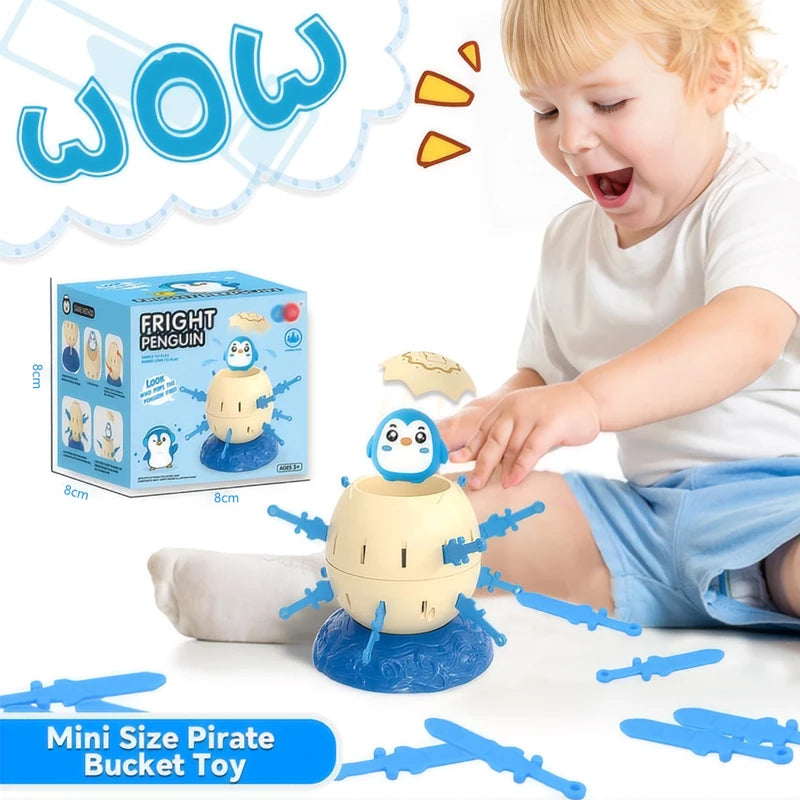 Mini Penguin Pirate Bucket Toy - Novelty Plug-In, Funny Parent-Child Interactive Game, Party & Thinking Training Toy