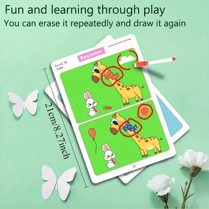Find the Difference Dry Erase Activity Cards for Attention Training and Learning Reusable Educational Set for Kids