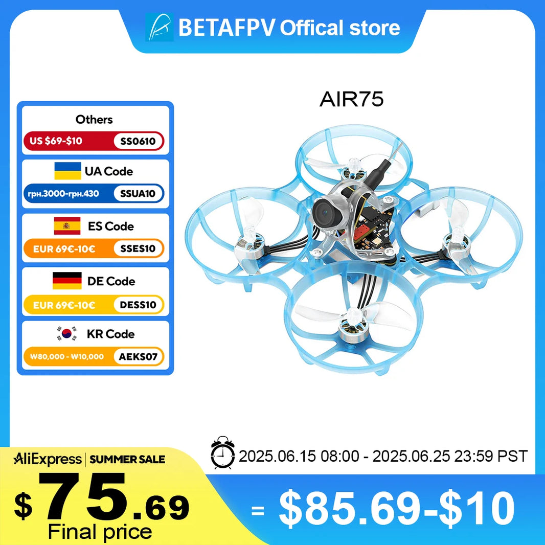 BETAFPV Air75 Brushless Whoop Quadcopter – Racing RC Drone (2025 Model)