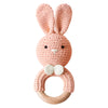 TYRY.HU Baby Small Rabbit Wooden Rattle & Teether - Mobile Pram Crib Ring, DIY Crochet Rattle Soother Bracelet | BPA-Free
