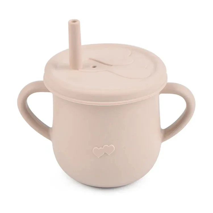 Kids Cup Silicone Food Storage Box - Solid Color Baby Sippy Cup, Portable Children Snacks Container with Lid, BPA-Free, 200ml (6.8oz)
