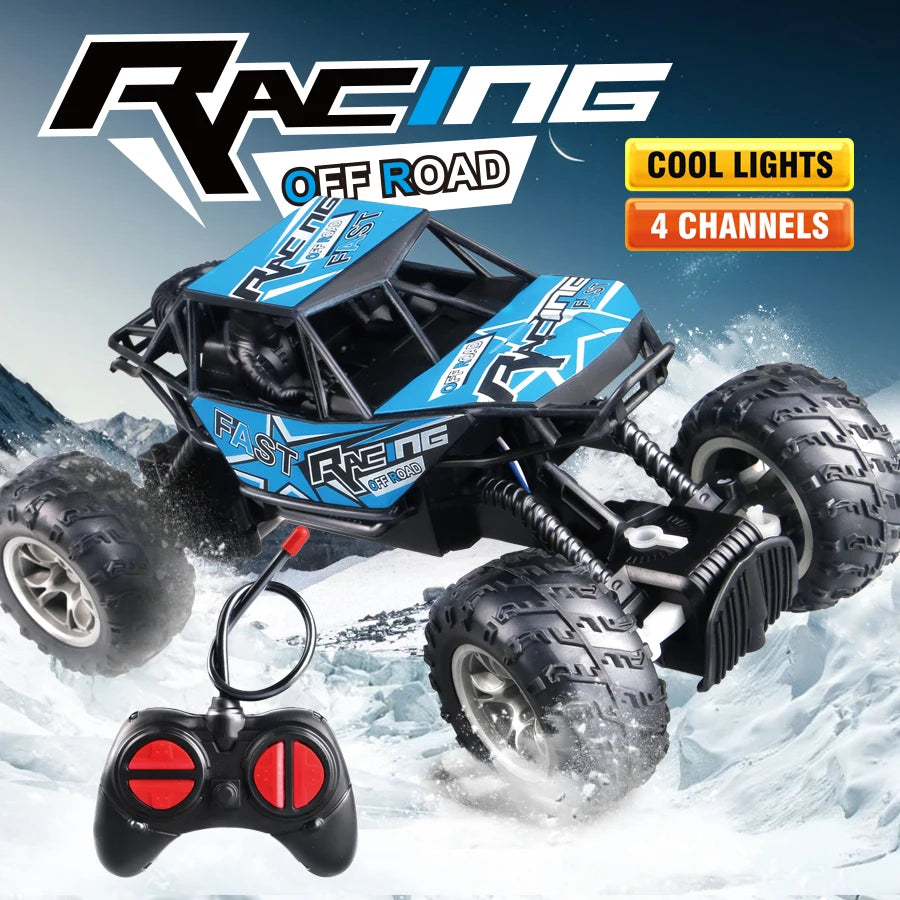 4-Way Remote Control Car with Lights and Anti-Slip Rubber Tires